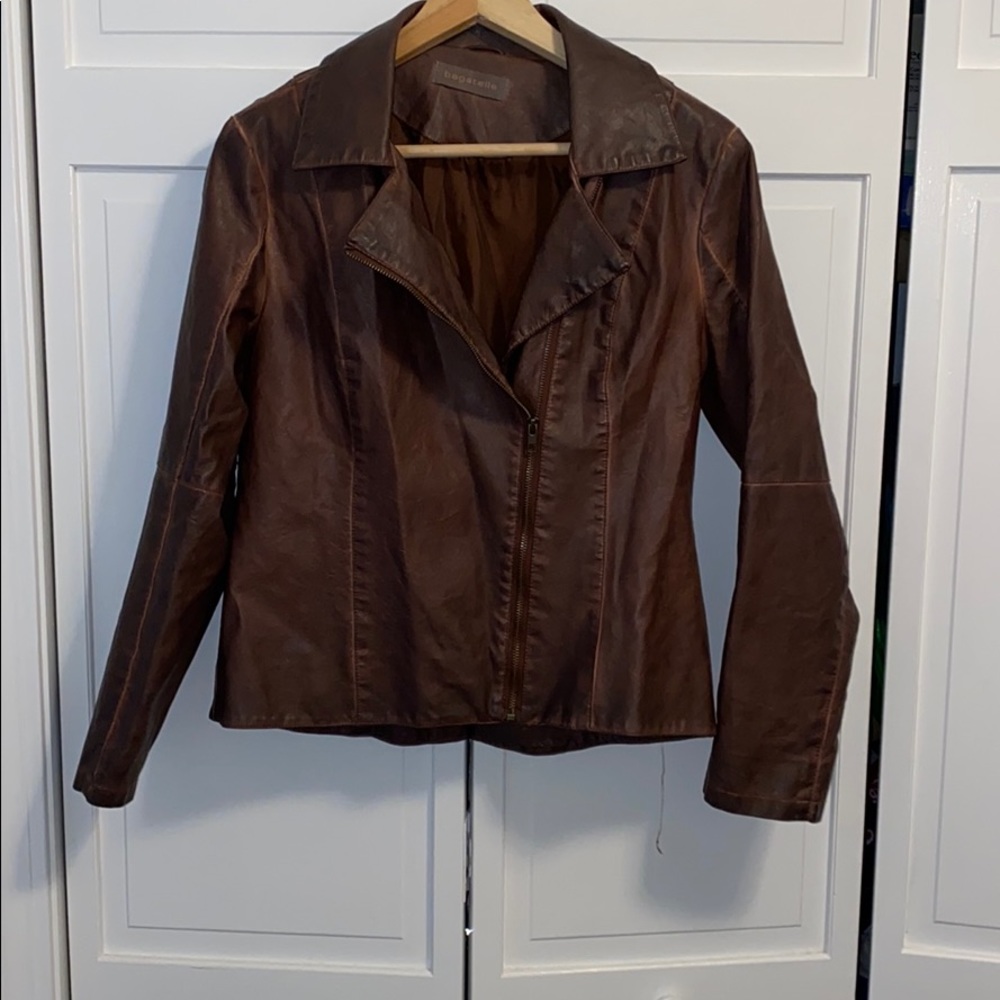 Chestnut Vegan Leather Jacket